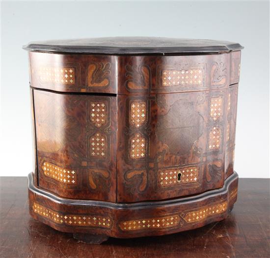 A Louis Philippe marquetry and burr wood liqueur casket, 14in.